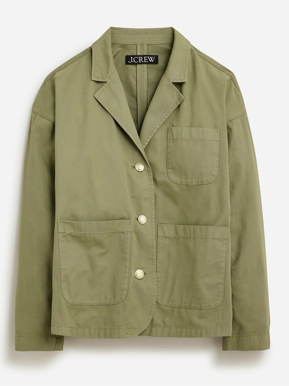 J.Crew Chino Blazer-Jacket Olive Green Utility Coat 100% Cotton Women’s Size M
